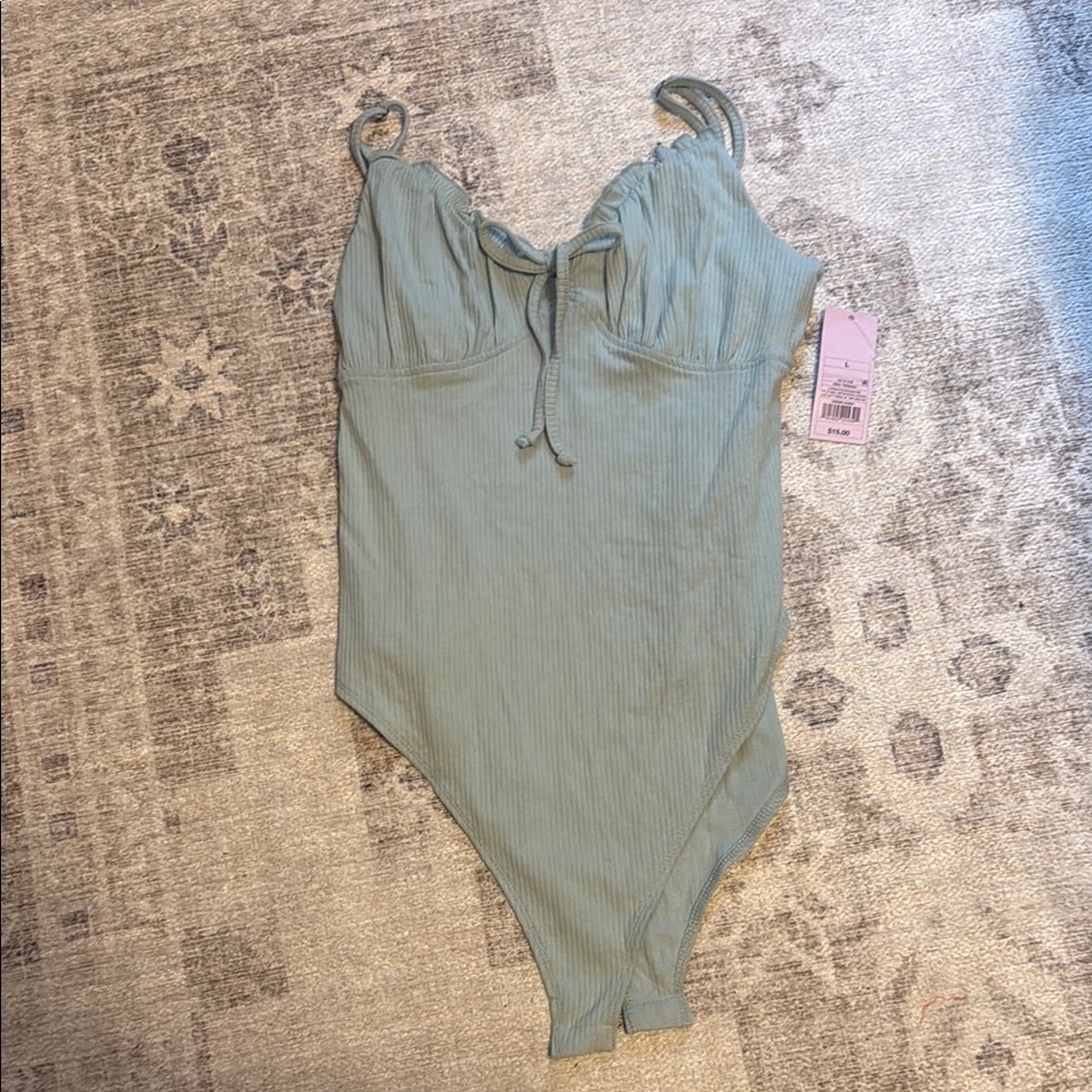 Sage Green Ribbed Bodysuit